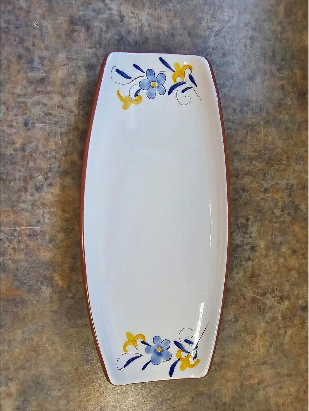 Stangl Platters, Fairlawn pattern, blue and yellow, hand painted design
